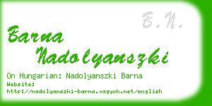 barna nadolyanszki business card